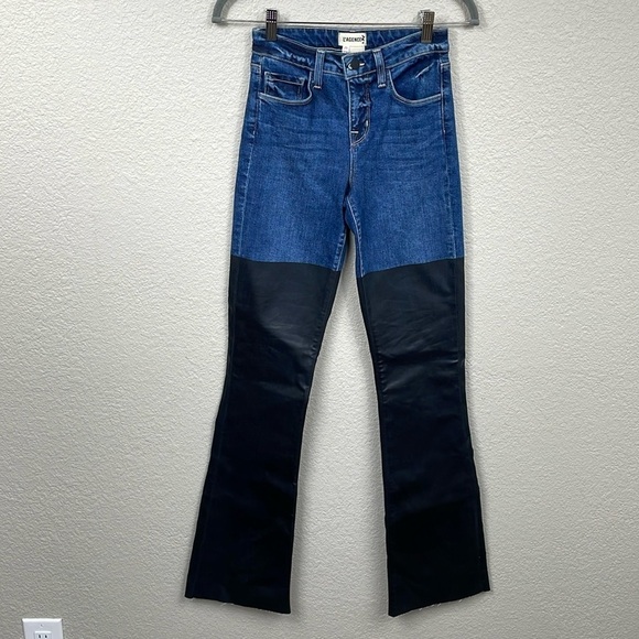 New L’Agence Ruth High Rise Straight Jeans in Magnolia Black Coated 2 Tone Sz 23 - Picture 4 of 15